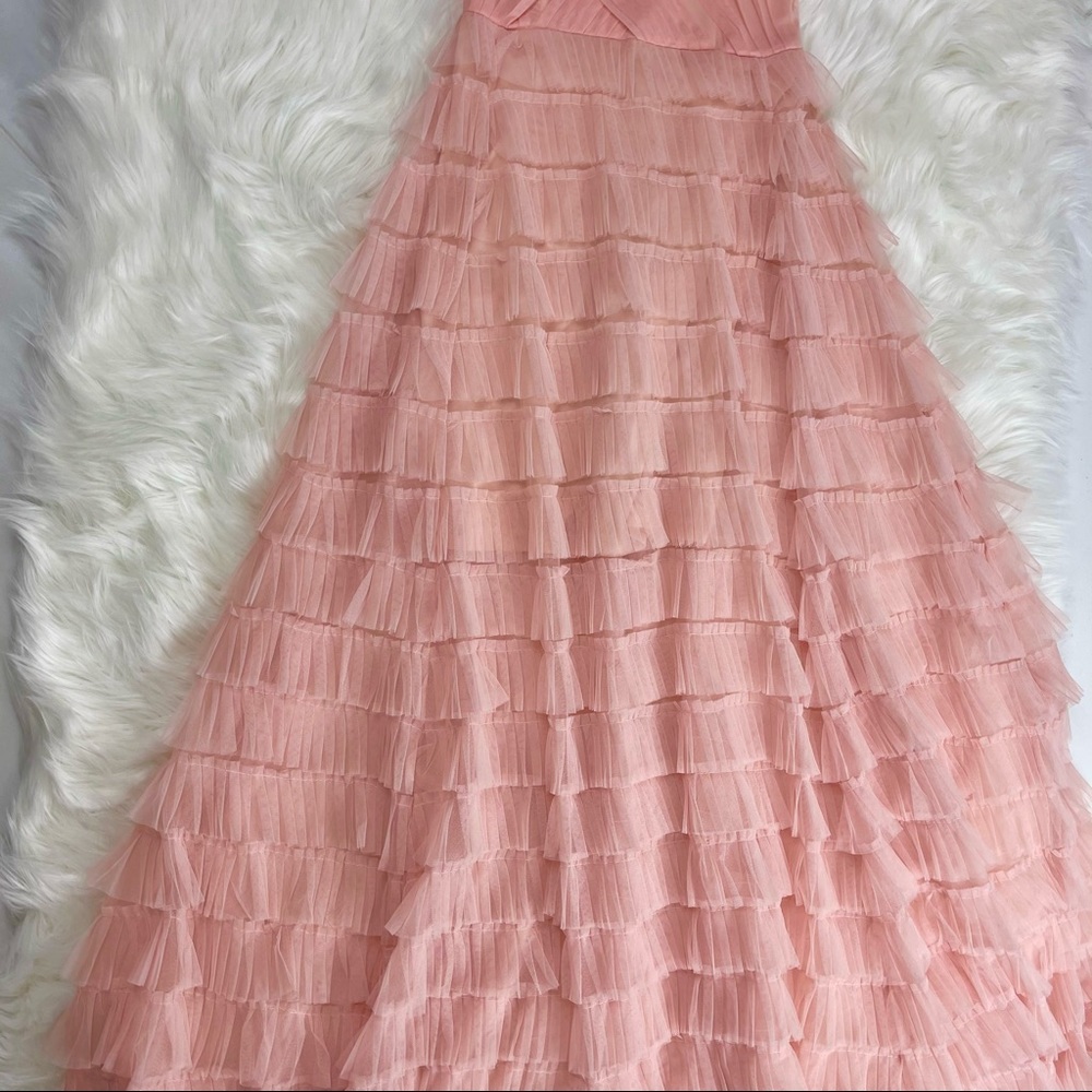 📌 L’ATISTE Chiffon Maxi Dress Multi-Tiered Pleated Ruffles Stretchy Bodice Lined - Picture 8 of 16